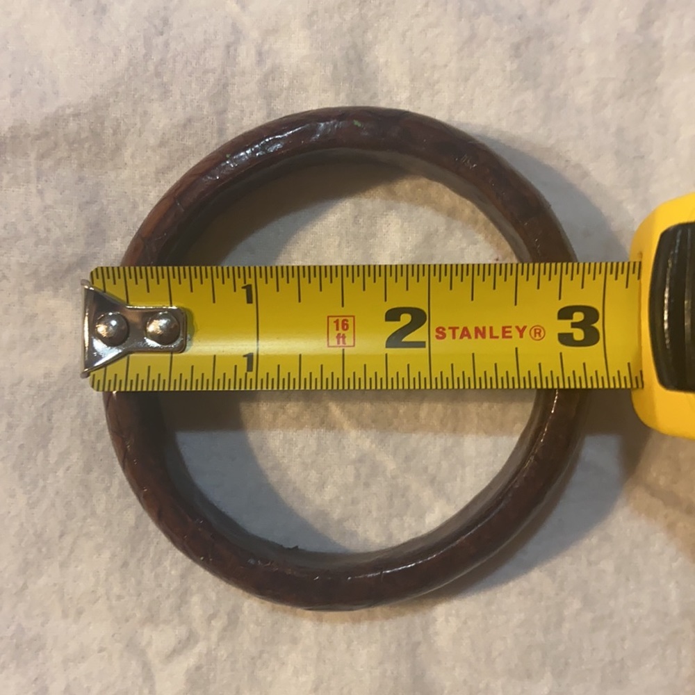 Brown Leather Bangle Bracelet - image 5